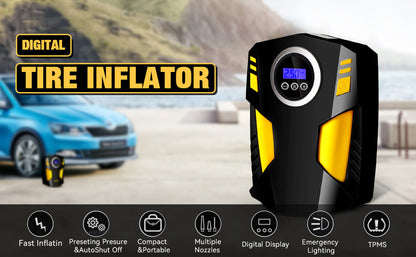 3-in-1 Digital Car Air Compressor – Fast & Portable Inflation